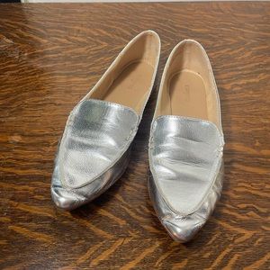 Express silver metallic loafer flats